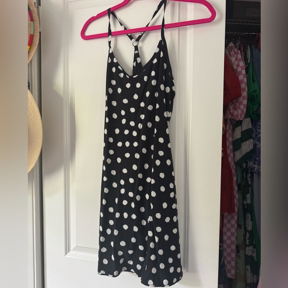 Outdoor Voices Black and White Backless Halter Dress